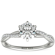 Six-Claw Petite Twist Diamond Engagement Ring in Platinum (1/10 ct. tw.)